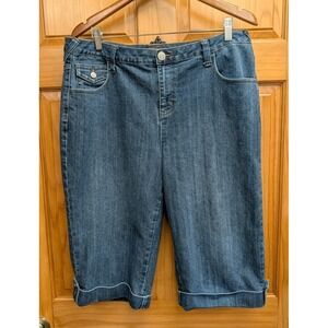 Duck Head Women's Capris Blue Denim Jeans 16W Cuff Hemline